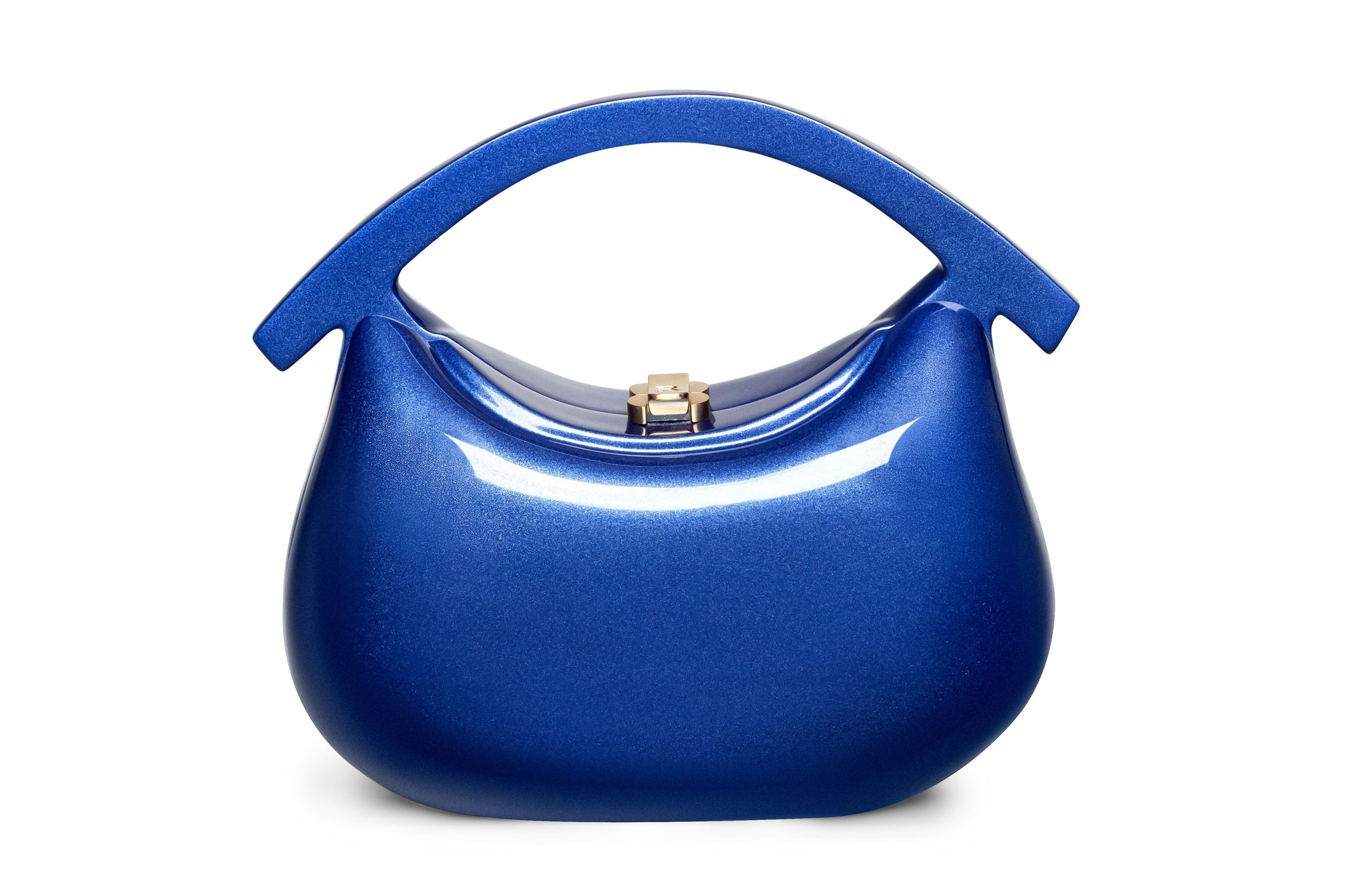 Miya Dusk Blue Sculptural Acacia Wood Handbag | ROCIO