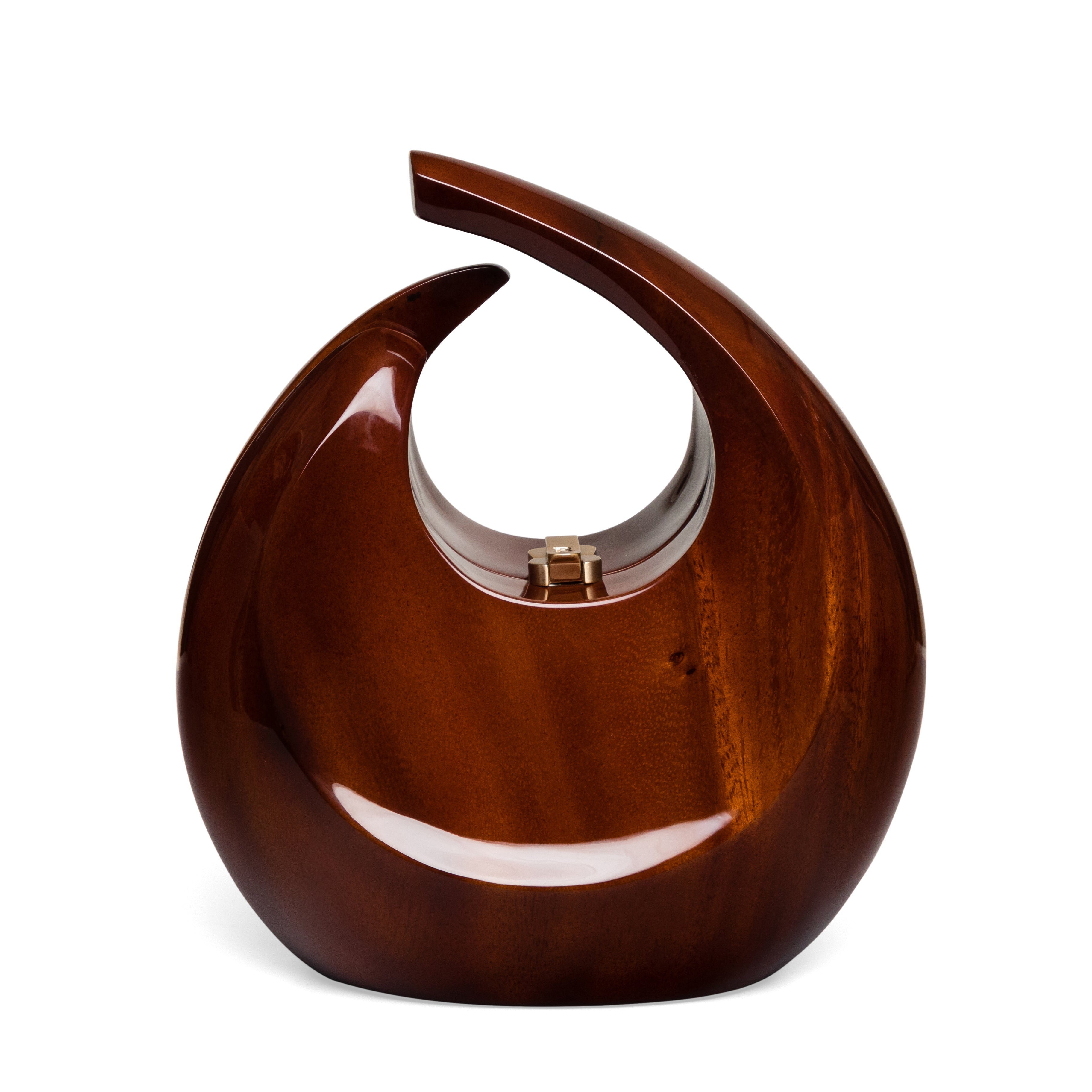Rocío Cairo sculptural wooden handbag in natural acacia wood
