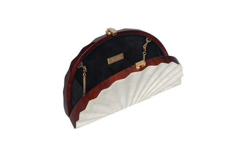 New Fandango Clutch Mother of Pearl & Wood Border